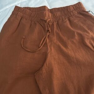 Wide leg, Linen, Drawstring Pants